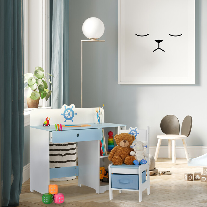 Relaxdays Children's Desk and Chair Nautical
