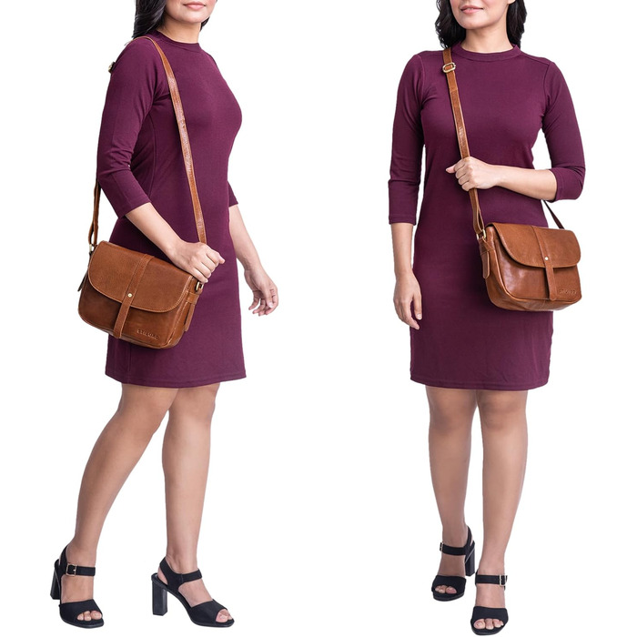 Сумка жіноча STILORD Kira Leder Vintage коньячного кольору (коричневий) - маленька шкіряна сумка через плече для вечірок та відпочинку