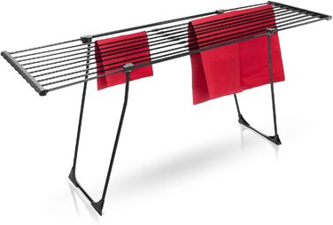BigDean Telescopic Bed Sheet Drying Rack Black with Wheels - Without Obstructive Crossbar - Black Edition 20m Extendable - Winged Clothes Dryer Clothes Dryer