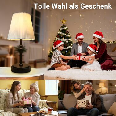 Торшер на тумбочку з сенсорним керуванням, регульована яскравість, 31.5 см, ретро-дизайн, чорний. Ідеальний подарунок на Новий Рік та Різдво