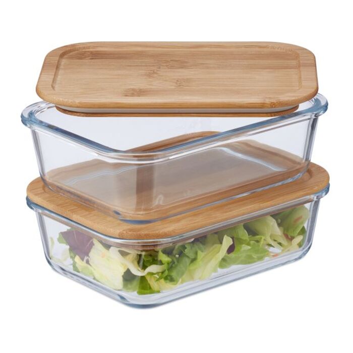 Relaxdays Glass Containers with Lids, 2-Piece Set