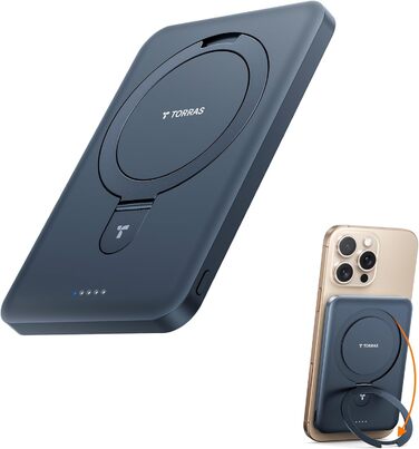 Портативний зарядний акумулятор TORRAS 5000mAh з MagSafe, USB-C, 22.5W PD, для iPhone 17 Pro Max та інших моделей, чорний