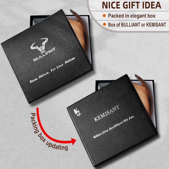 Чоловічий ремінь KEMISANT 2 шт. з автоматичною застібкою, шкіряний, регульований, 35 мм, з подарунковою коробкою, чорний/пурпурно-синій