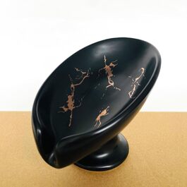 Керамічна мильниця-органайзер для мила, шампуню, чорного кольору, вінтажний дизайн, самостійно витікає