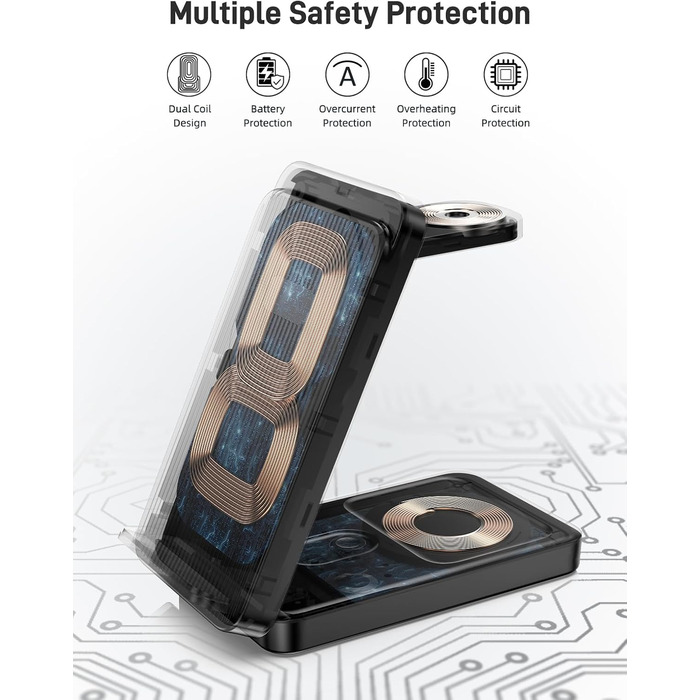 Зарядна станція індуктивна 3-в-1 для Google Pixel Watch 3/2, Pixel 10/9/9 Pro/8/8a/7 та Pixel Buds Pro 2 (складна, бездротова)