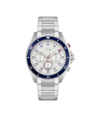 Годинник чоловічий Lacoste Mainsail Chronograph Quartz (білий, металевий браслет)