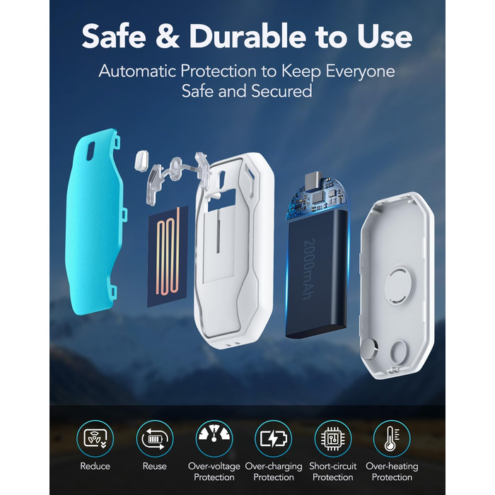 Електричні грілки для рук PHEJIE (2 шт.) - 3 режими нагріву, портативні, для активного відпочинку, кемпінгу, подарунок