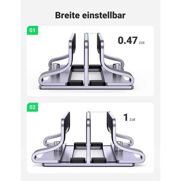 Підставка для ноутбука UGREEN з алюмінію, 2 слоти, вертикальна, для MacBook Pro/Air, iPad, Huawei, Surface, Dell, HP та інші