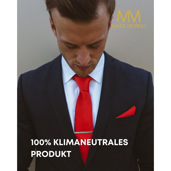 Комплект чоловічий Massi Morino: краватка, нагрудна хустка, запонки, голка для краватки, подарункова коробка - червоний колір, універсальний розмір, ідеально для весілля