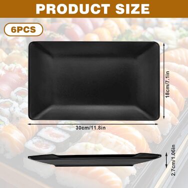 Teller Teller Rechteckig, чорний порцеляновий сервірувальний тарілка для закусок, десертів, суші, тортів, салатів, фруктів, антипасті, гарнірів (9615-6)