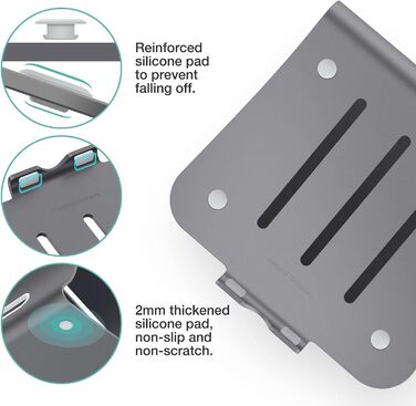 Підставка для ноутбука з алюмінію, сіра, для MacBook, Dell, HP, Lenovo, Microsoft Surface, Samsung (11-16 дюймів)