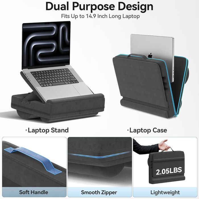 Підставка для ноутбука з регулюванням кута нахилу, подушка для ноутбука на диван, підставка для ноутбука до 16