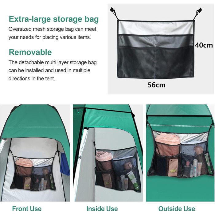 Pop Up Camping Toilet Tent with Shower - Portable Privacy Shelter for Outdoor Use - Green