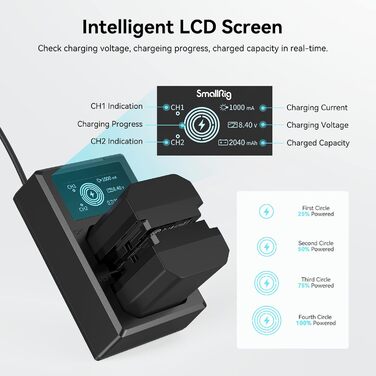 Запасні акумулятори SMALLRIG NP-FZ100 для камер Sony (2 шт.) 2040mAh з LCD-дисплеєм та зарядним пристроєм
