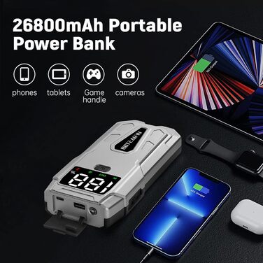 Портативний пусковий пристрій Auto-Starthilfe 12V, 5000A, для бензинових (9,5л) та дизельних (8,0л) авто, Powerbank, Starterbatterie