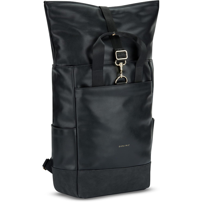 Жіночий рюкзак Expatrié Adele Rolltop: елегантний рюкзак для університету, велосипеда та роботи. Водовідштовхуючий, чорний, для ноутбука.