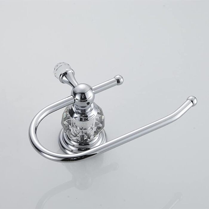 Crystal Toilet Paper Holder, Polished Chrome, Tissue Paper Holder, Silver-Colored, Bathroom, Toilet Paper Holder, Wall Mount, Brass