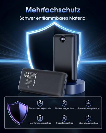 Power Bank 50000mAh з LED дисплеєм: Швидка зарядка 22.5W, USB-C, 3 виходи та 2 входи (Чорний)