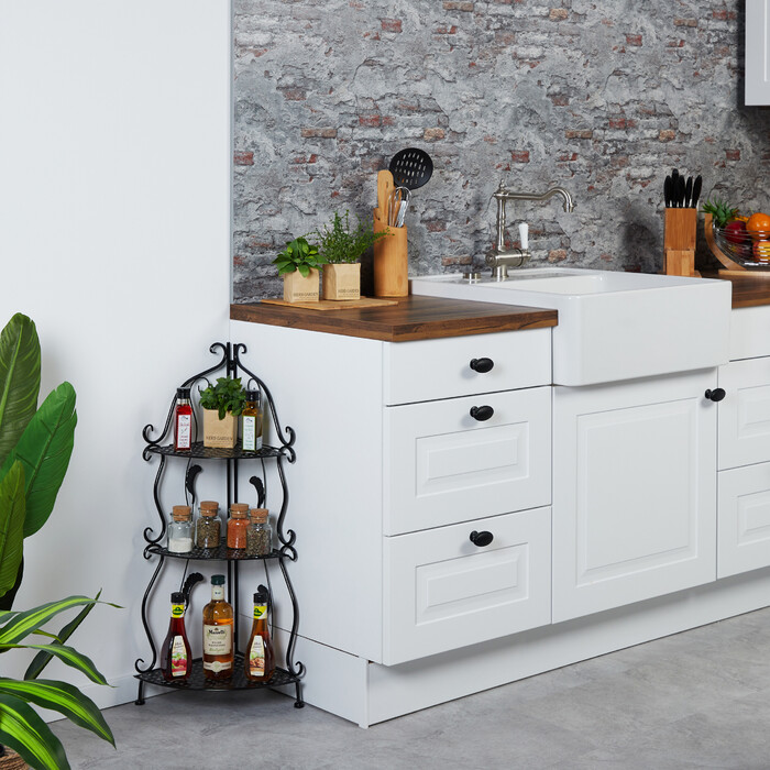 Relaxdays Metal Corner Shelf with 3 Tiers