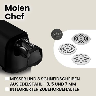ZEEGMA Electric Meat Grinder - 1900W, Stainless Steel Plates, 3kg/min, Sausage Maker, Kubbe, Chopping, Dicing, REV Function, Accessory Kit