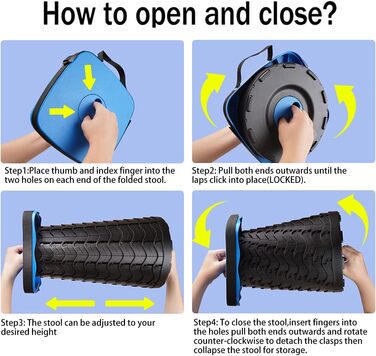 Складний стілець-телескоп для кемпінгу, риболовлі та відпочинку на природі (220 кг, блакитний)