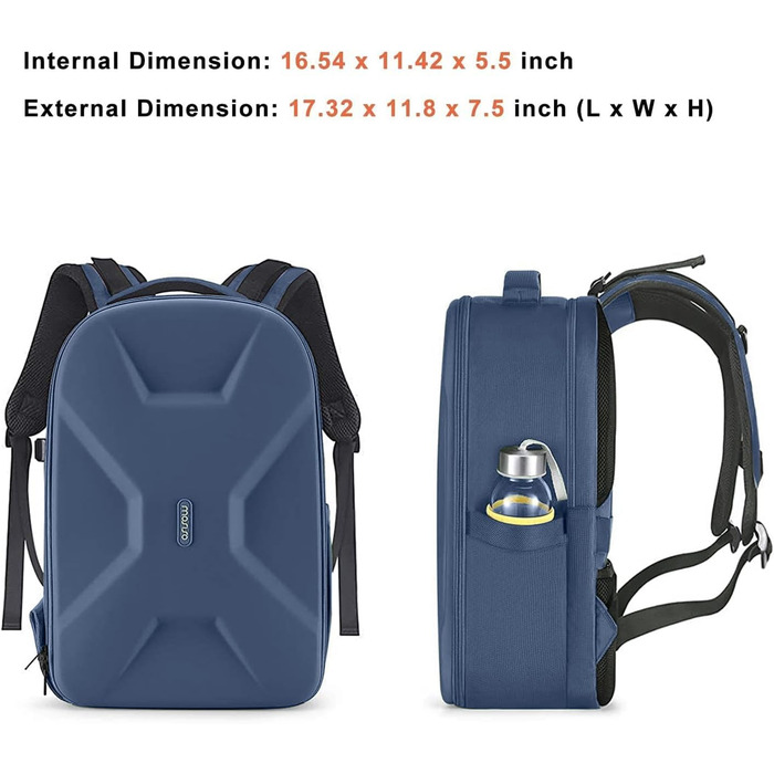 MOSISO Рюкзак для камери: DSLR, SLR, беззеркальні фотокамери, 15-16 дюймів, водонепроникний, з відділенням для штатива та ноутбука (Сталево-синій)