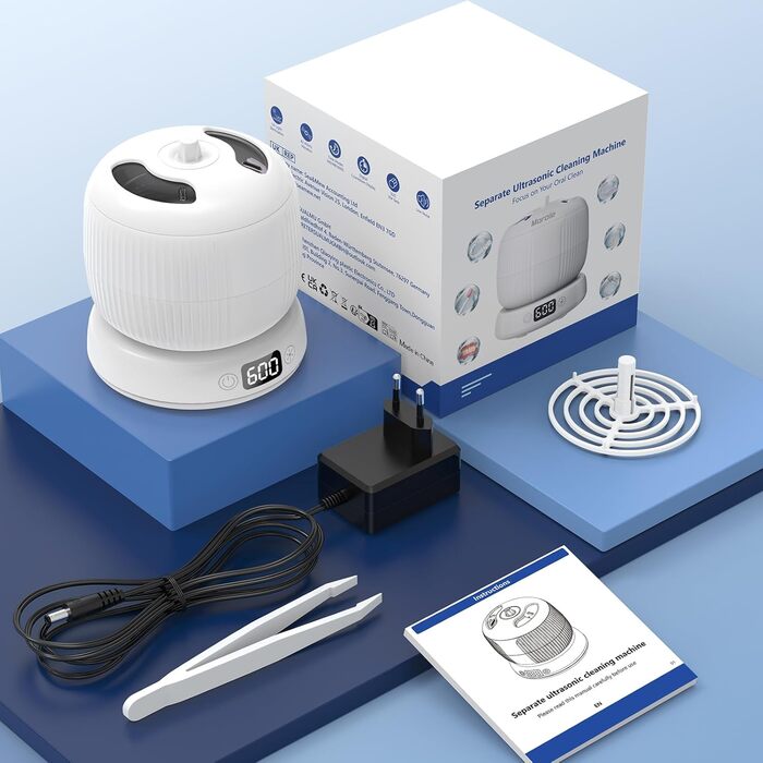 Ультразвуковий очищувач для зубних протезів, кап, брекетів та ювелірних виробів 200 мл, 45000 Гц, з УФ-лампою
