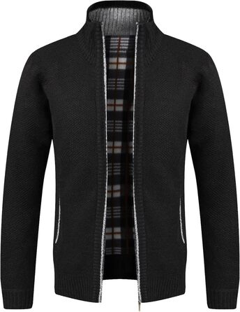 Кардиган чоловічий GESTORE: стильна чоловіча куртка-кардиган, флісова чоловіча куртка, чоловічий светр, сірий колір (XL, чорний)