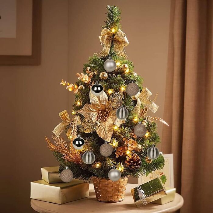 5 см золоті новорічні кулі-орнаменти для ялинки, 30 шт. (стійкі до пошкоджень, пластик)