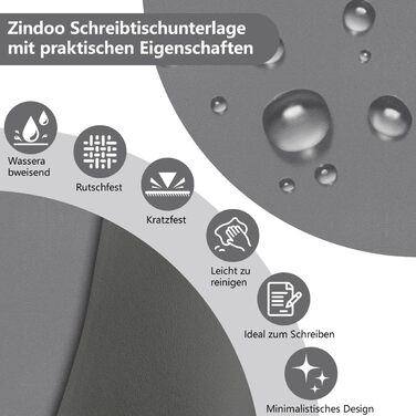 Килимок для столу Zindoo XL 100x40 см антрацит: захист від подряпин, водостійкий, для миші та письма