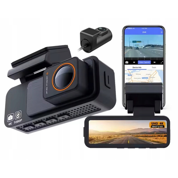 Автомобільний відеореєстратор Fastcam M9 4K UHD з Wi-Fi, кутом огляду 170° та задньою камерою