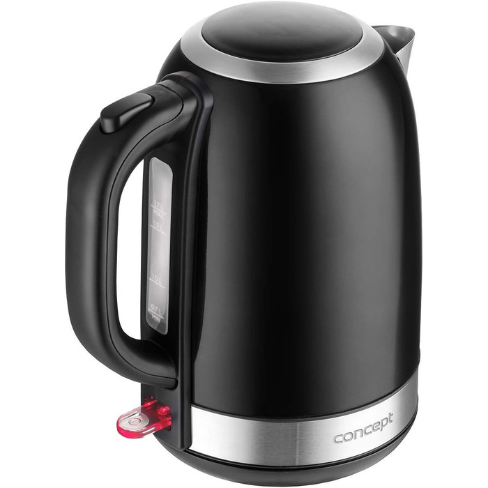 Електричний чайник CONCEPT RK3245 з нержавіючої сталі, чорний, 1.7 л, 2200 Вт