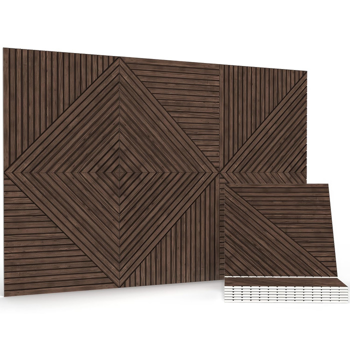 Акустичні панелі JBER, самоклеючі звукопоглинаючі стінові панелі для офісу, студії та дому, 6 шт, 180 x 120 см, колір темний горіх