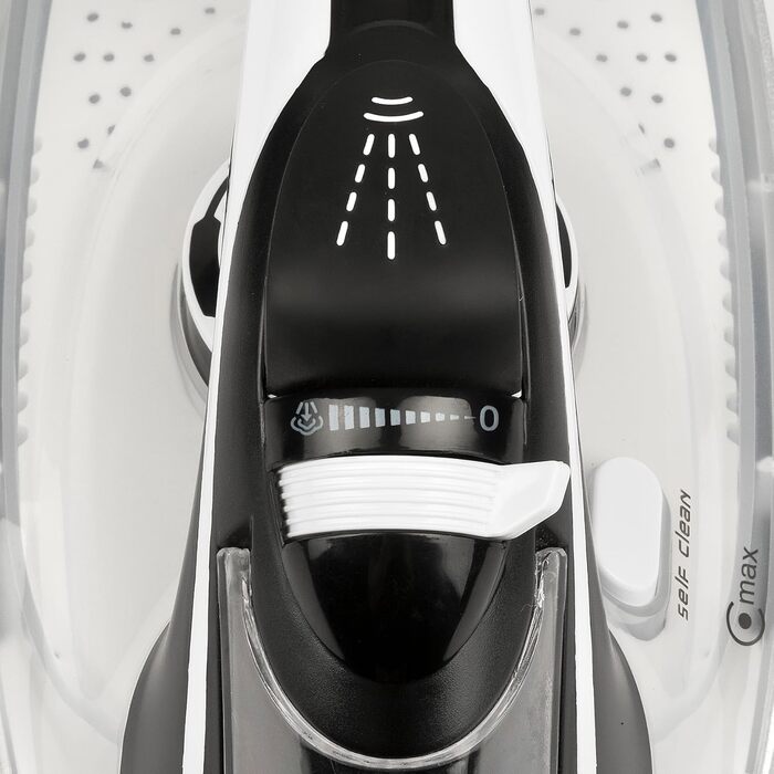 Праска відпарювач Ferrari Ermes G40021: 2500 Вт, керамічна підошва, 340 cc, 150 г/хв, самоочищення, захист від накипу та протікання, 51 мікроотвір, білий/чорний/сірий