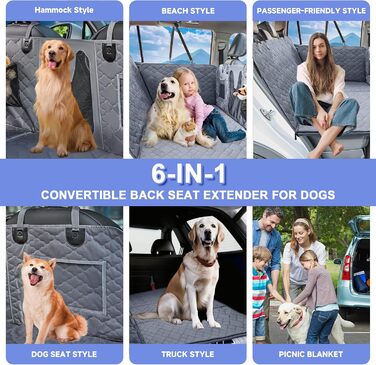 Захист для заднього сидіння автомобіля для собак з твердим дном, водонепроникний, з сіткою, сірий, розмір L (147x75 см)