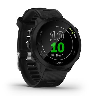Garmin Forerunner 55 – GPS-годинник для бігу з кольоровим дисплеєм, що завжди активний, щоденними рекомендаціями для тренувань, прогнозом часу пробіжки, спортивними додатками, чорного кольору та з акумулятором до 14 днів. Single