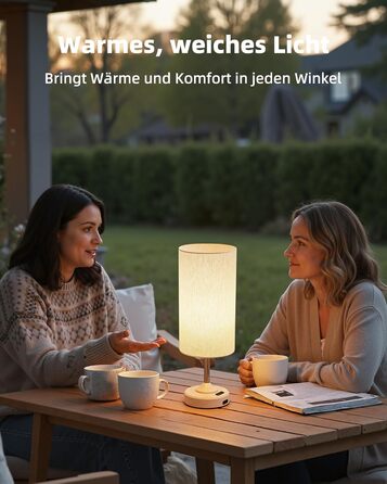 Нічна лампа EZVALO з димером та USB-C зарядкою, LED, 4000mAh, дерев'яний сокет, 2 шт.