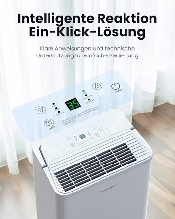 Електричний осушувач повітря Newentor 12L для підвалу, 35dB, з гофрованим шлангом 1м, для приміщень до 25м², 10 років гарантії, фільтр, таймер, продуктивність 24L/день