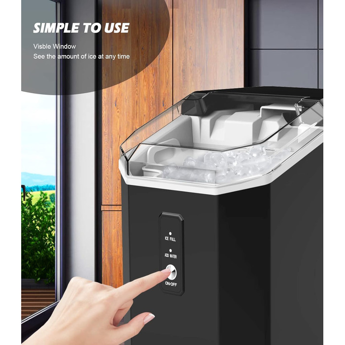 Машина для приготування кубиків льоду Ice Maker - 2L, чорна, з LED-дисплеєм, лопаткою та кошиком. Швидке приготування льоду за 6 хвилин.