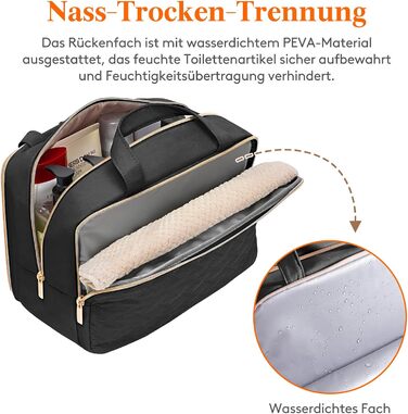 Жіноча дорожня косметичка Lifewit 10L, водовідштовхувана, з відділенням для мокрого, органайзер для макіяжу та аксесуарів, чорна