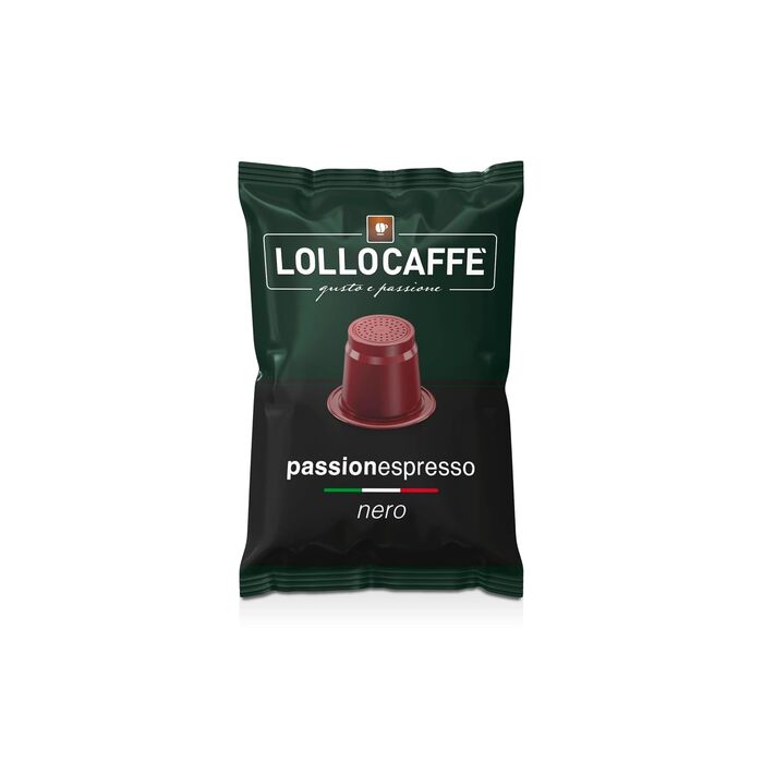 Капсульна кава LOLLO Caffè Passion Espresso Nero, 100 капсул, сумісна з машинами Nespresso, насичений смак