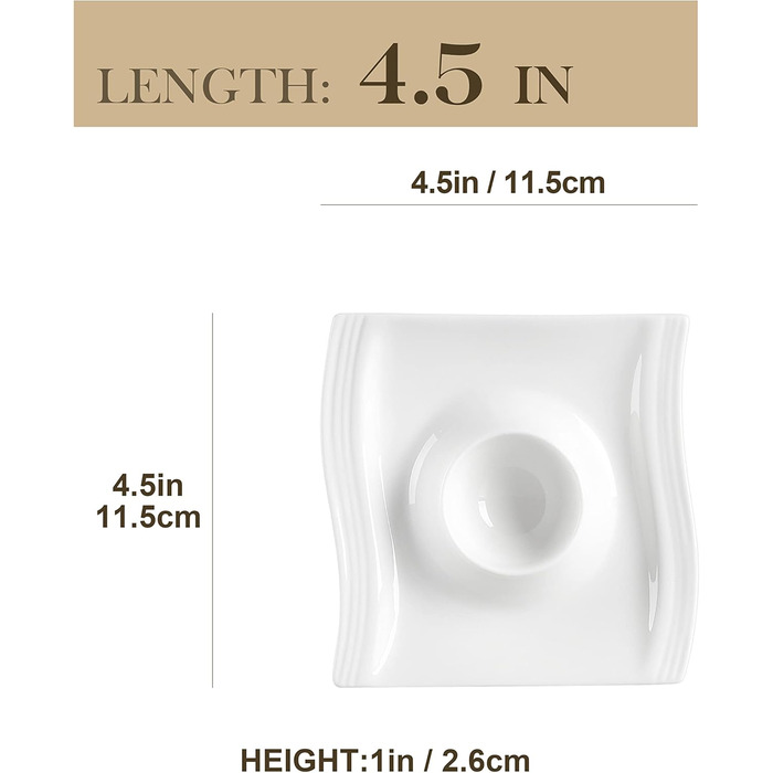 MALACASA Набір для яєць Serie Flora, 6 шт., кремово-білий порцелан, 11.5x11.5x2 см