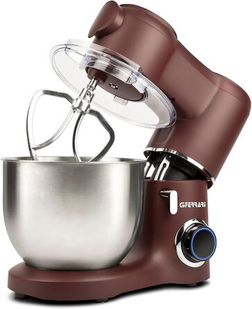 Кухонна машина Pastaio G3 Ferrari, 1800 Вт, 7 л, 6 швидкостей, чаша з нержавіючої сталі, аксесуари, зручний гак для тіста, Бордо