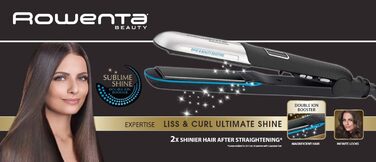 Випрямляч для волосся Rowenta SF6220 Liss & Curl Ultimate Shine: випрямлення та локони, LED, чорний/срібний