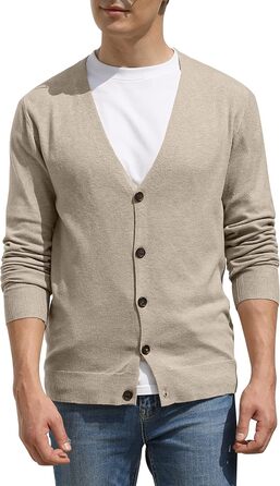 Світшот Hisir для чоловіків з V-подібним вирізом, легкий, елегантний, зимовий, класичний кардиган з ґудзиками (Хакі, XXL)