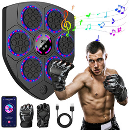 Wall-Mounted Boxing Target Machine with LED Lights & Bluetooth - Adult & Kids Fitness