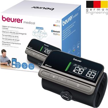 Тонометр Beurer BM 59 для вимірювання артеріального тиску на плечі, без шлангів та кабелів, LED-індикатор ризику, визначення аритмії, для обхвату плеча 22-42 см, медичний пристрій, з підключенням до додатку