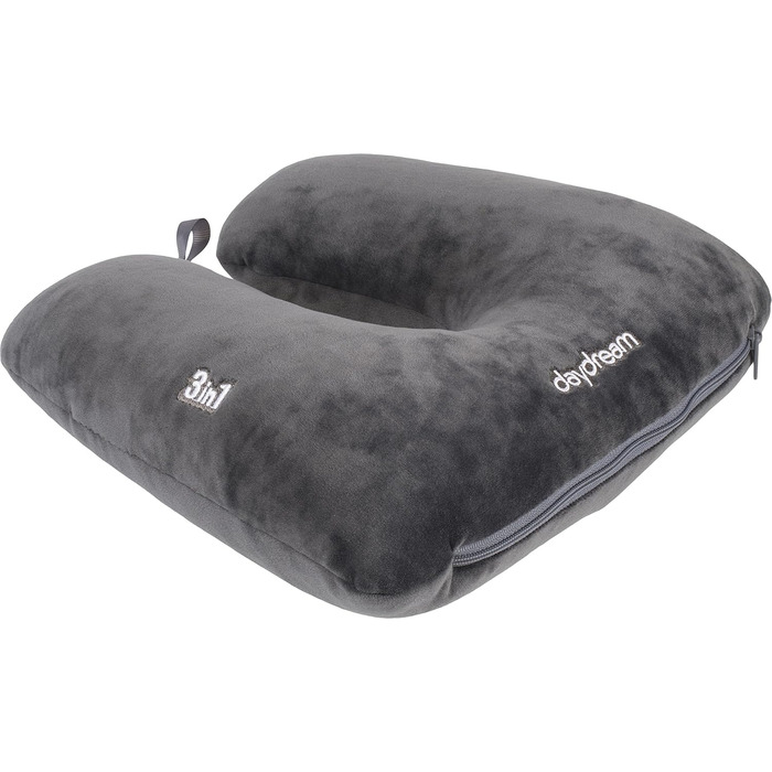 Daydream 3-in-1 Neck Pillow with Microbeads - Neck Support, Travel Pillow, and Neck Roll all in one - also for camping, Grey