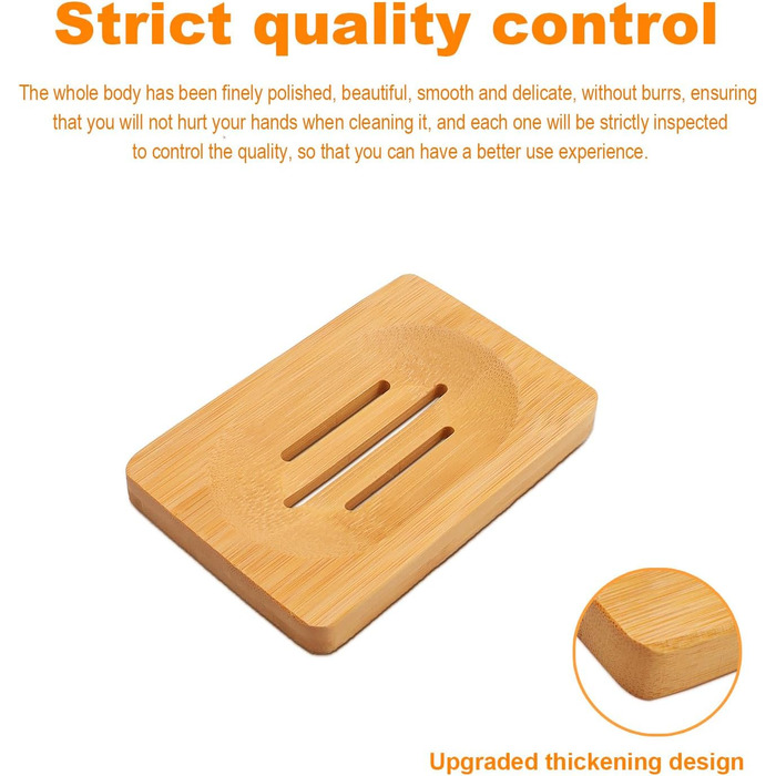 Набір з 3 дерев'яних підставок для мила 0XBIT з піддоном та антиковзною підкладкою для ванної та кухні