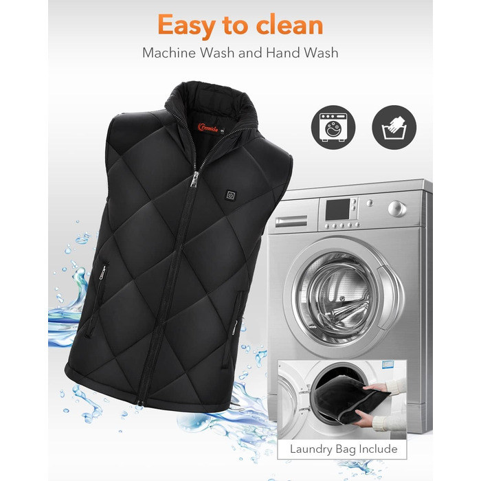 Електрична гріюча жилетка Fernida для чоловіків та жінок, 8 зон нагріву, USB, для катання на лижах та полювання (батарея не входить) S, чорний